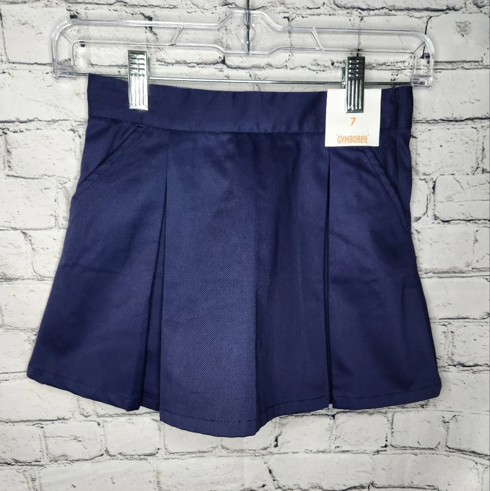 Gymboree Girls Navy Blue Play Proof‎ Twill School Uniform Skirt Size 7